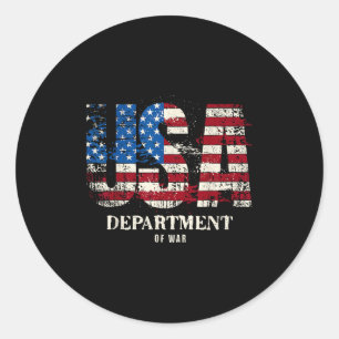 Department Of War Vintage Usa Flag Military 2025  Classic Round Sticker