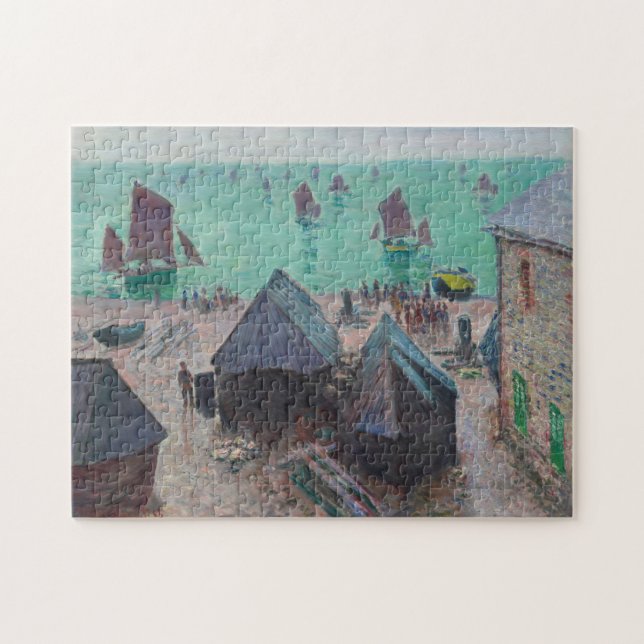 Departure of the Boats Etretat Monet Fine Art Jigsaw Puzzle (Horizontal)