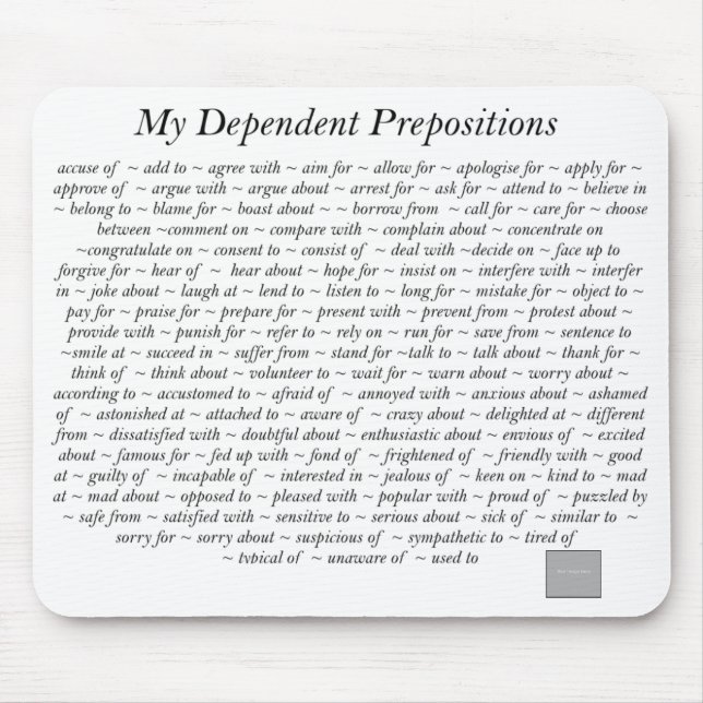 Dependant Prepositions Mousepad (Front)