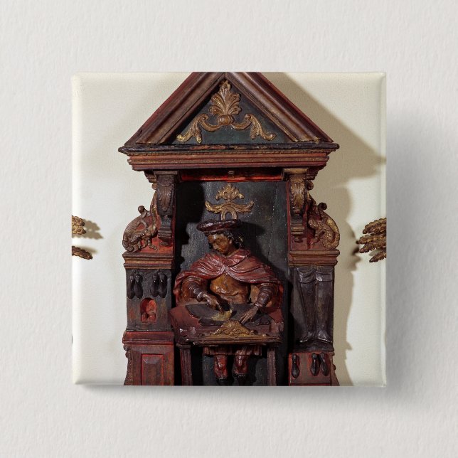 Depicting St. Crispin at his Workbench 15 Cm Square Badge (Front)