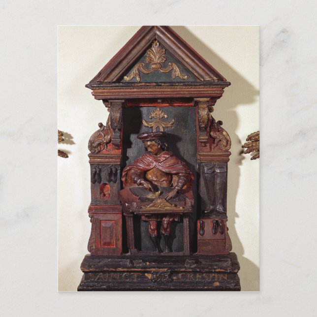 Depicting St. Crispin at his Workbench Postcard (Front)