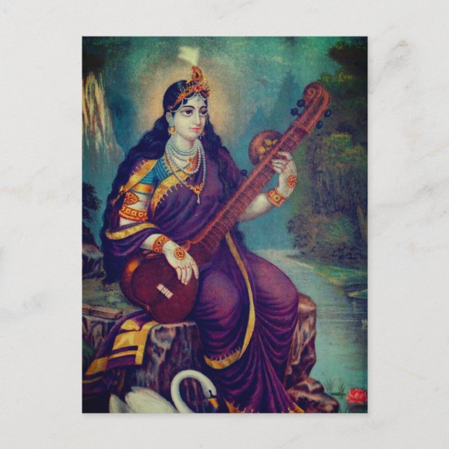 Depiction of Sarasvati Postcard (Front)