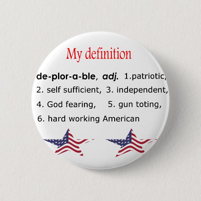 Deplorable, my definition 6 cm round badge (Front)