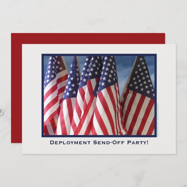 Deployment Send-Off Party, American Flags Invitation (Front/Back)