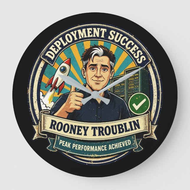 Deployment Success Rooney Troublin Gift Large Clock (Front)
