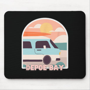 Depoe Y Beach Retro Pastel Colors Sun And Surfing Mouse Mat