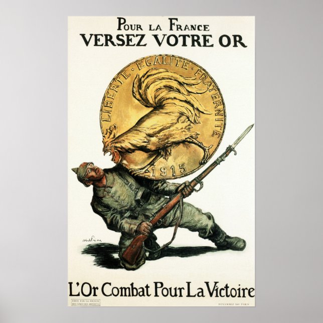 Deposit Gold For FRANCE! Fight For Victory! War Poster (Front)