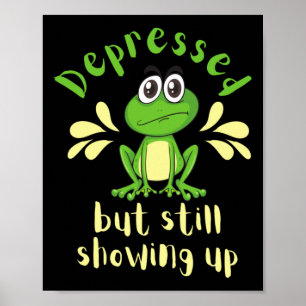 Depressed Frog - Mental Health S Sticker  Poster