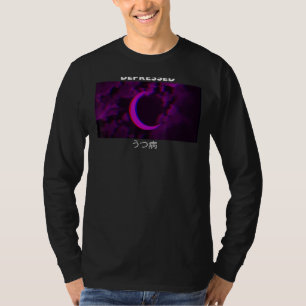 Depressed Purple Moon Vaporwave Aesthetic Goth T-Shirt