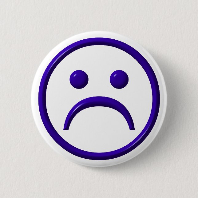Depressed , Sad & Blue Face 6 Cm Round Badge (Front)