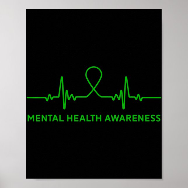 Depression Anxiety Mental Health Awareness Green R Poster (Front)