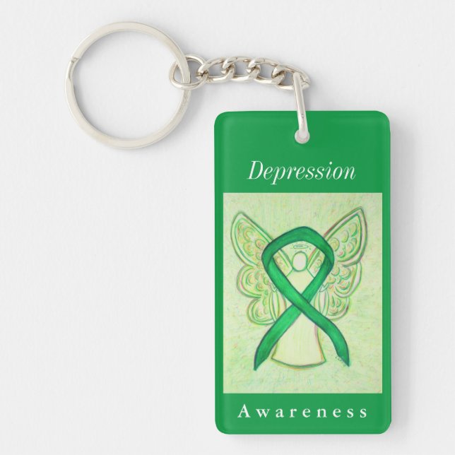 Depression Awareness Ribbon Angel Keychain (Front)