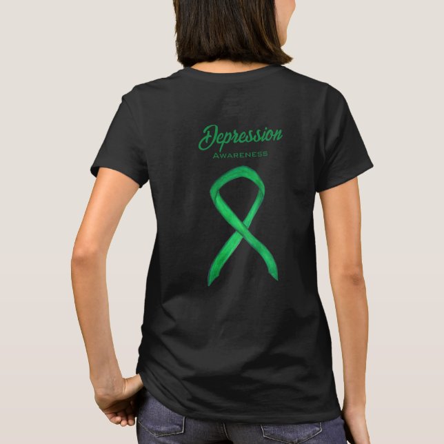 Depression Awareness Ribbon Art Custom T-Shirt (Back)
