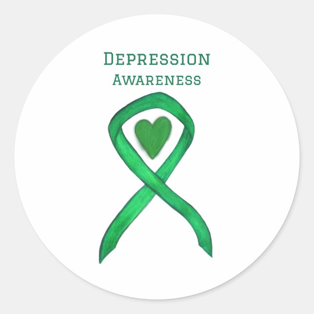 Depression Awareness Ribbon Art Decal Sticker (Front)