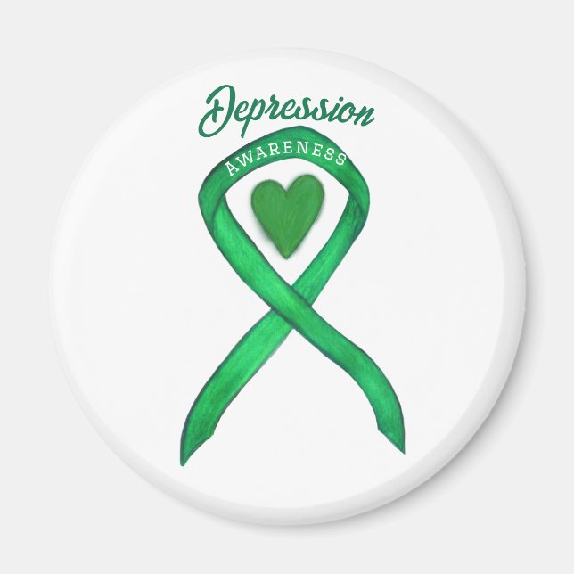 Depression Awareness Ribbon Heart Art Magnets (Front)