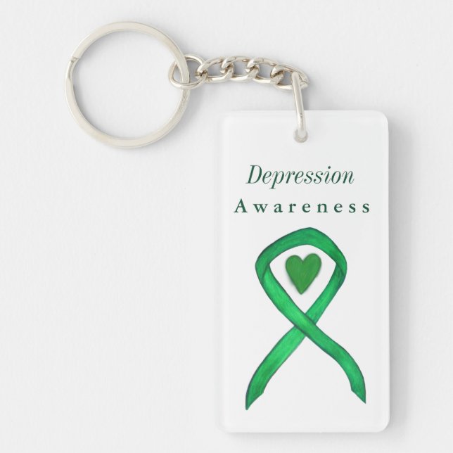 Depression Awareness Ribbon Heart Custom Keychain (Front)