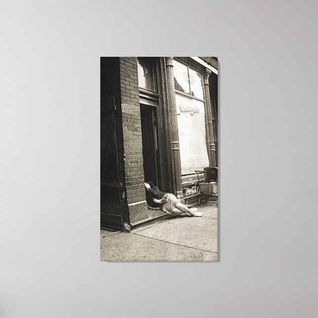 DEPRESSION ERA COLLAPSED WOMAN BABY CARRIAGE PHOTO CANVAS PRINT (Front)
