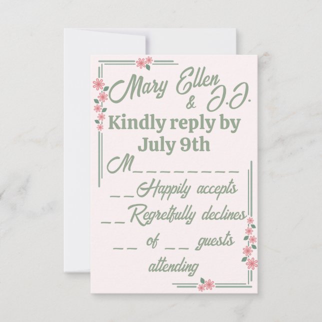 Depression-Era Faded Flowers RSVP Card (Front)