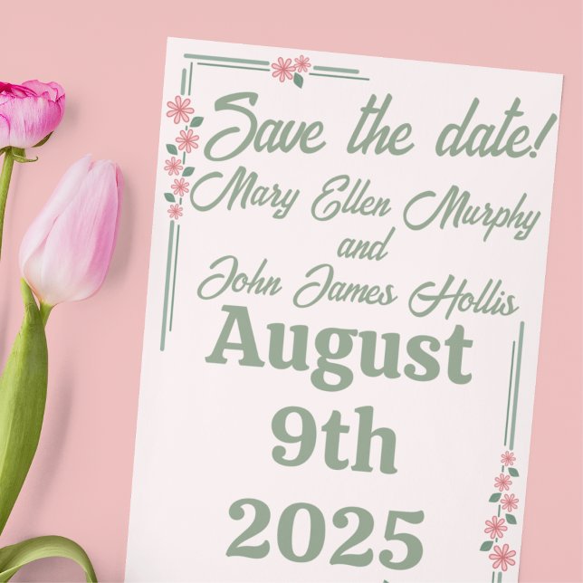 Depression-Era Faded Flowers Save-the-Date Postcard (Creator Uploaded)