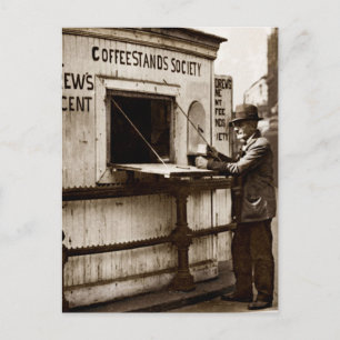 Depression Era One Penny Coffee Stand Postcard