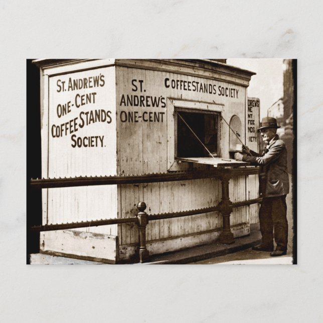 Depression Era One Penny Coffee Stand Postcard (Front)