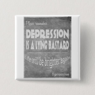 depression lies #silverribbons 15 cm square badge