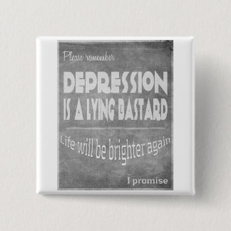 depression lies #silverribbons 15 cm square badge