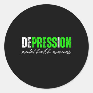 Depression Press On Mental Health S Awareness Supp Classic Round Sticker
