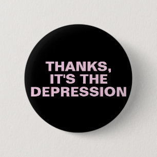 Depression Thanks Pink Black Mental Health 6 Cm Round Badge