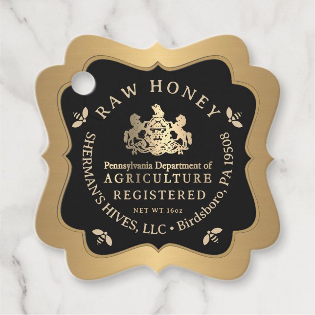 Dept Ag Pennsylvania Registered Logo Honey Tag (Front)