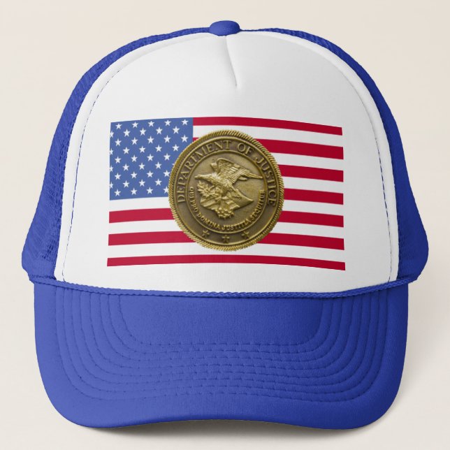 DEPT OF JUSTICE GOLD BADGE TRUCKER HAT (Front)