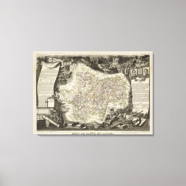 Dept of Saone et Loire Canvas Print (Front)