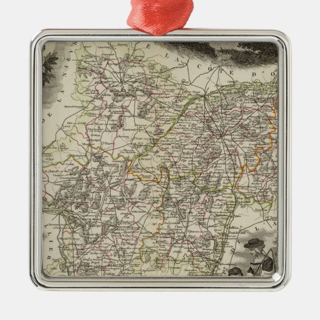 Dept of Saone et Loire Metal Tree Decoration (Front)