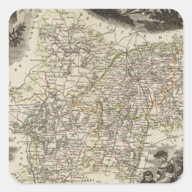 Dept of Saone et Loire Square Sticker (Front)