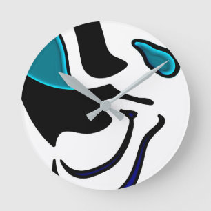Depth Charge: Abstract Accented Black and White Round Clock