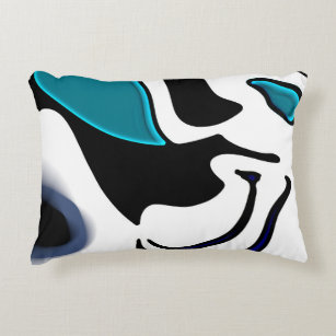Depth Charge: Abstract Black, White & Blue Decorative Cushion