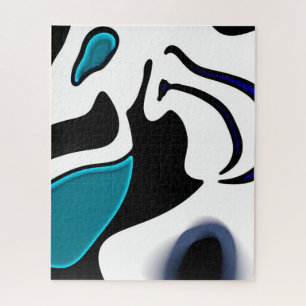 Depth Charge: Abstract Black, White & Blue Jigsaw Puzzle