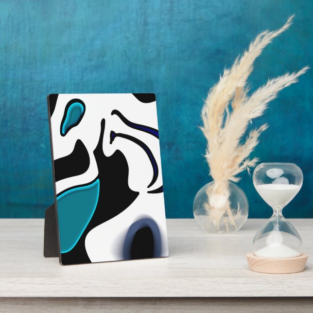 Depth Charge: Abstract Black, White & Blue Plaque (Side)