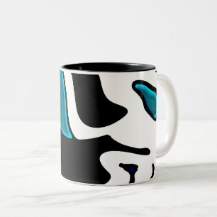 Depth Charge: Abstract Black, White & Blue Two-Tone Coffee Mug