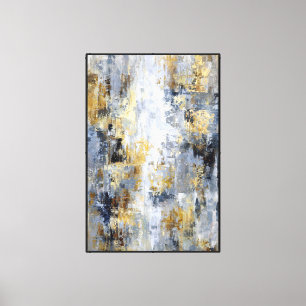 Depth & Drift: Blue Gold Abstract Canvas Print