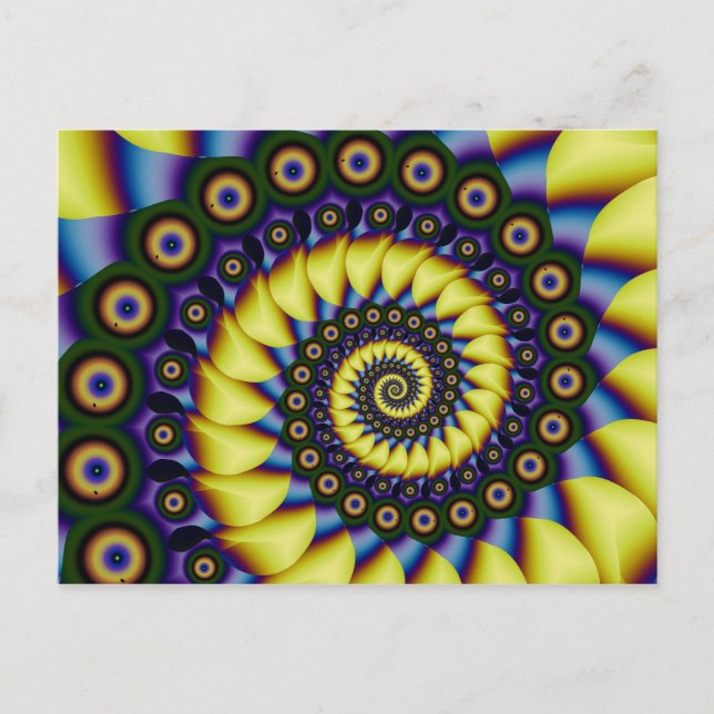 Depth Perception Cool Abstract Fine Fractal Postcard (Front)