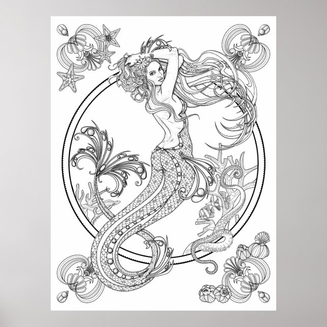 Depths: LARGE DIY Adult Colouring by Sonja A.S. Poster (Front)