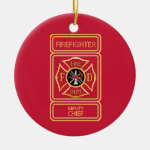Deputy Fire Chief Custom Ceramic Tree Decoration