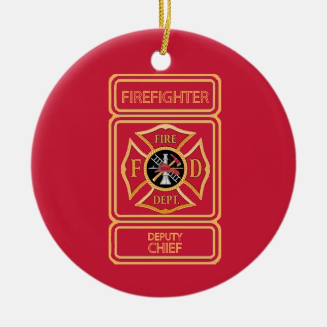 Deputy Fire Chief Custom Ceramic Tree Decoration (Front)