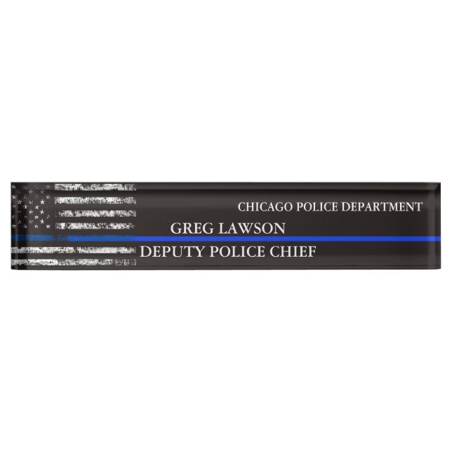 Deputy Sheriff Badge Police Flag Thin Blue Line  D Nameplate (Front)