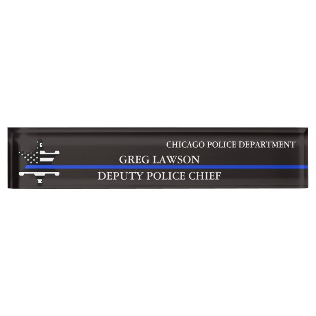 Deputy Sheriff Badge Police Flag Thin Blue Line  Nameplate (Front)