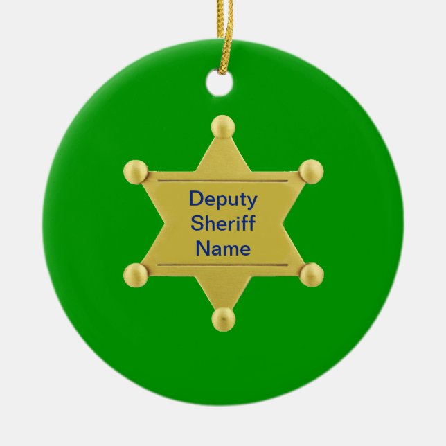 Deputy Sheriff Custom Ceramic Tree Decoration (Front)