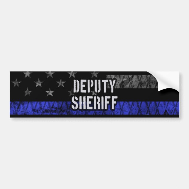 Deputy Sheriff Distressed Flag Bumper Sticker (Front)