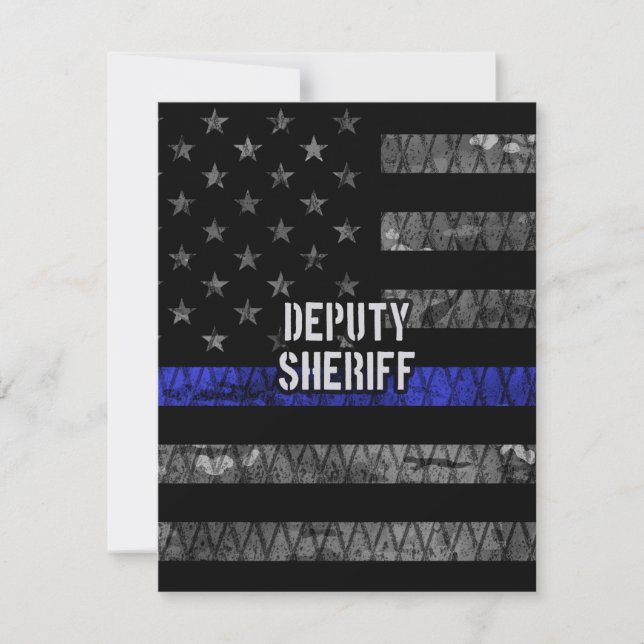 Deputy Sheriff Distressed Flag Thank You Card (Front)