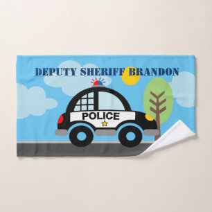 Deputy sheriff police car kid's hand towel gift
